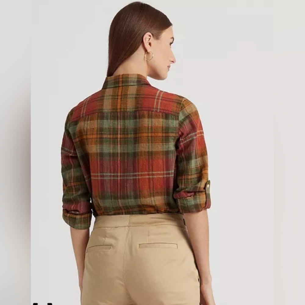 Lauren Ralph Lauren Women's Long Sleeve Plaid Cotton Button Up Shirt. L - Picture 2 of 14